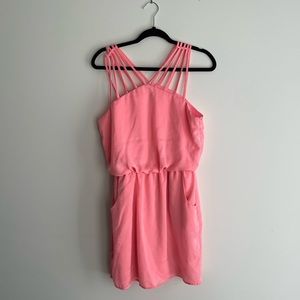 Neon pink/coral mini dress